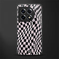 trippy b&w check pattern back phone cover | glass case for oneplus 11