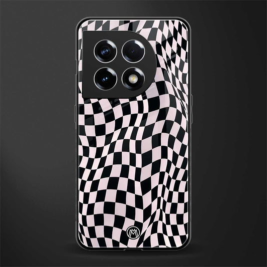 trippy b&w check pattern back phone cover | glass case for oneplus 11