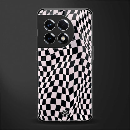 trippy b&w check pattern back phone cover | glass case for oneplus 11r