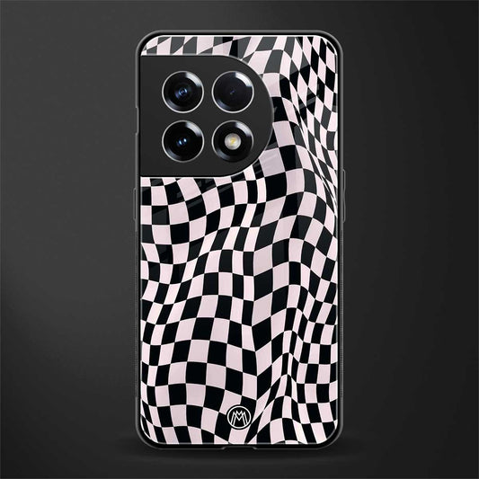 trippy b&w check pattern back phone cover | glass case for oneplus 11r