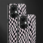 trippy b&w check pattern back phone cover | glass case for oneplus nord ce 3 lite