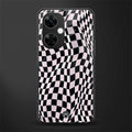 trippy b&w check pattern back phone cover | glass case for oneplus nord ce 3 lite