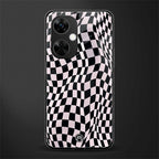 trippy b&w check pattern back phone cover | glass case for oneplus nord ce 3 lite