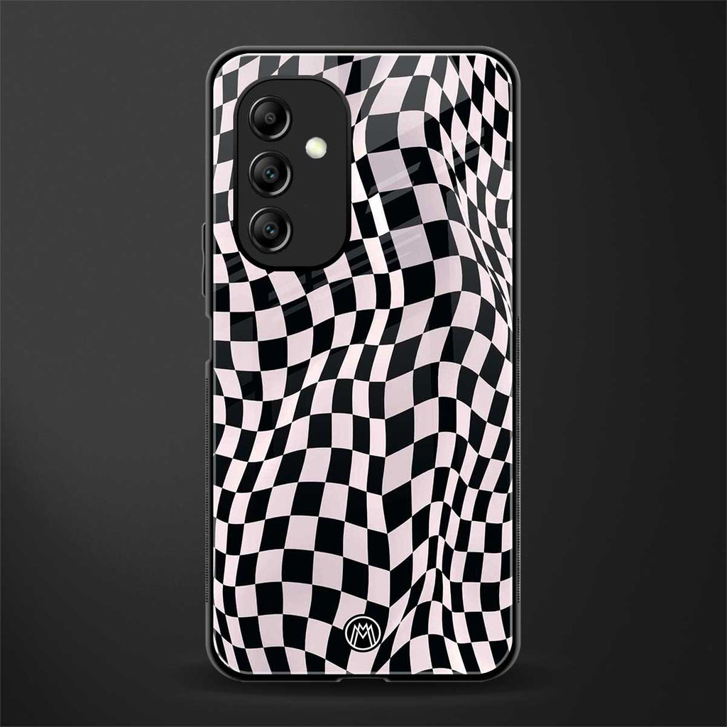 trippy b&w check pattern back phone cover | glass case for samsung galaxy a14 5g