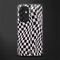 trippy b&w check pattern back phone cover | glass case for samsung galaxy a14 5g