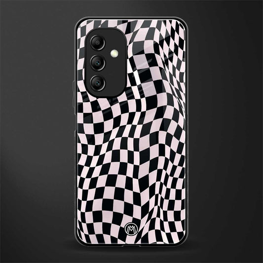 trippy b&w check pattern back phone cover | glass case for samsung galaxy a14 5g