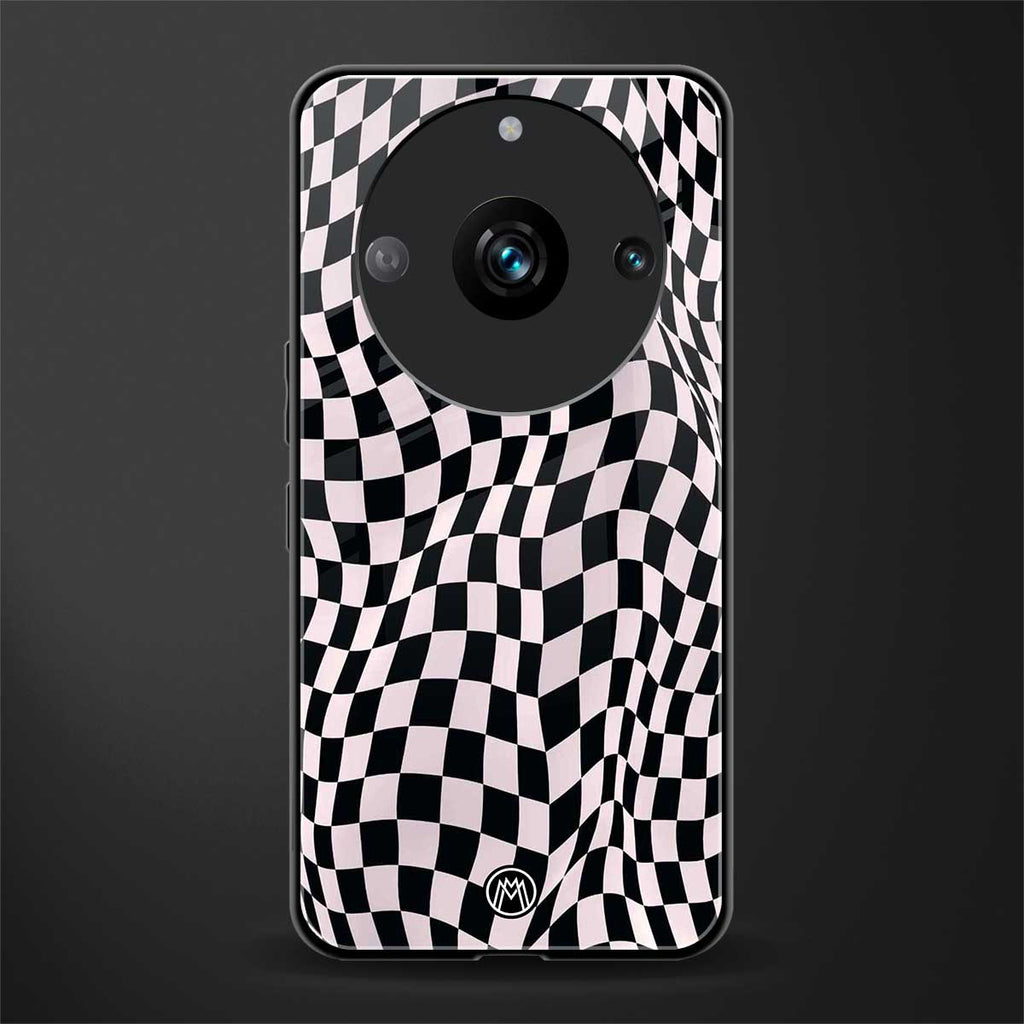 trippy b&w check pattern back phone cover | glass case for realme 11 pro 5g