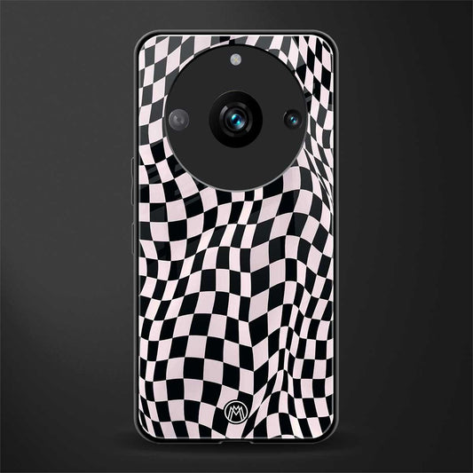 trippy b&w check pattern back phone cover | glass case for realme 11 pro 5g