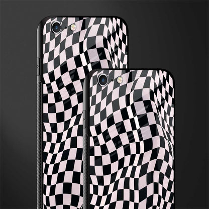 trippy b&w check pattern glass case for iphone 6 plus image-2