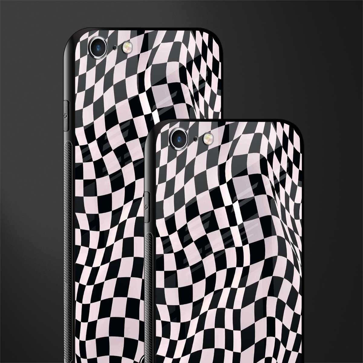 trippy b&w check pattern glass case for iphone 6 image-2