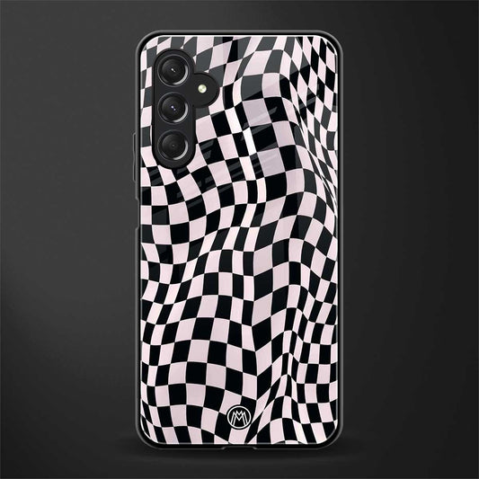 trippy b&w check pattern back phone cover | glass case for samsun galaxy a24 4g