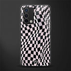 trippy b&w check pattern back phone cover | glass case for oppo a74 4g