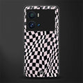 trippy b&w check pattern back phone cover | glass case for iQOO 9 Pro