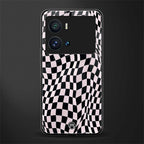 trippy b&w check pattern back phone cover | glass case for iQOO 9 Pro