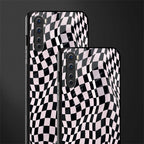 trippy b&w check pattern glass case for oneplus nord ac2001 image-2