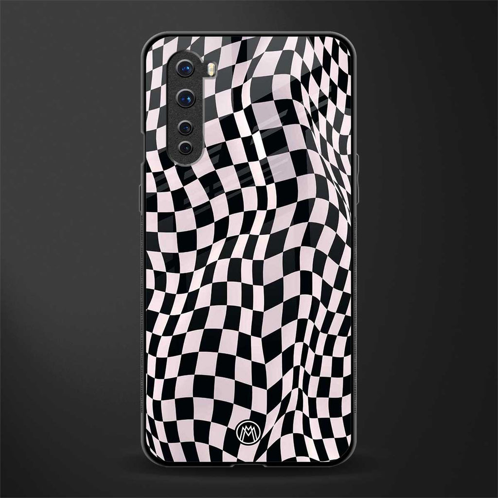 trippy b&w check pattern glass case for oneplus nord ac2001 image