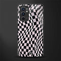 trippy b&w check pattern glass case for oneplus 9rt image
