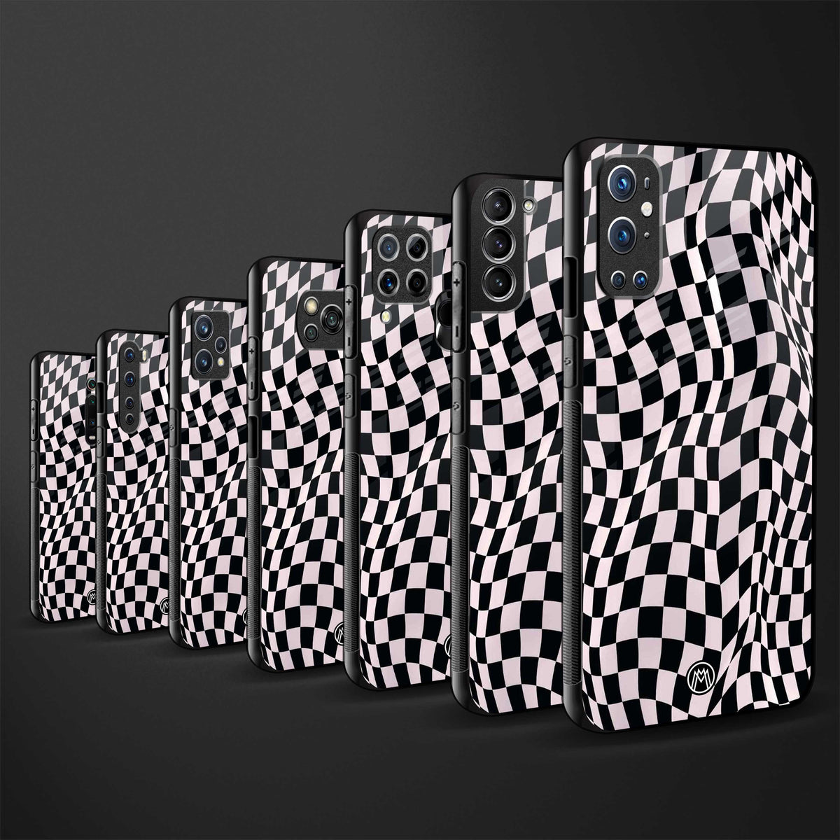 trippy b&w check pattern glass case for oppo reno6 5g image-3