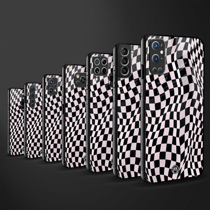 trippy b&w check pattern back phone cover | glass case for realme narzo 50a