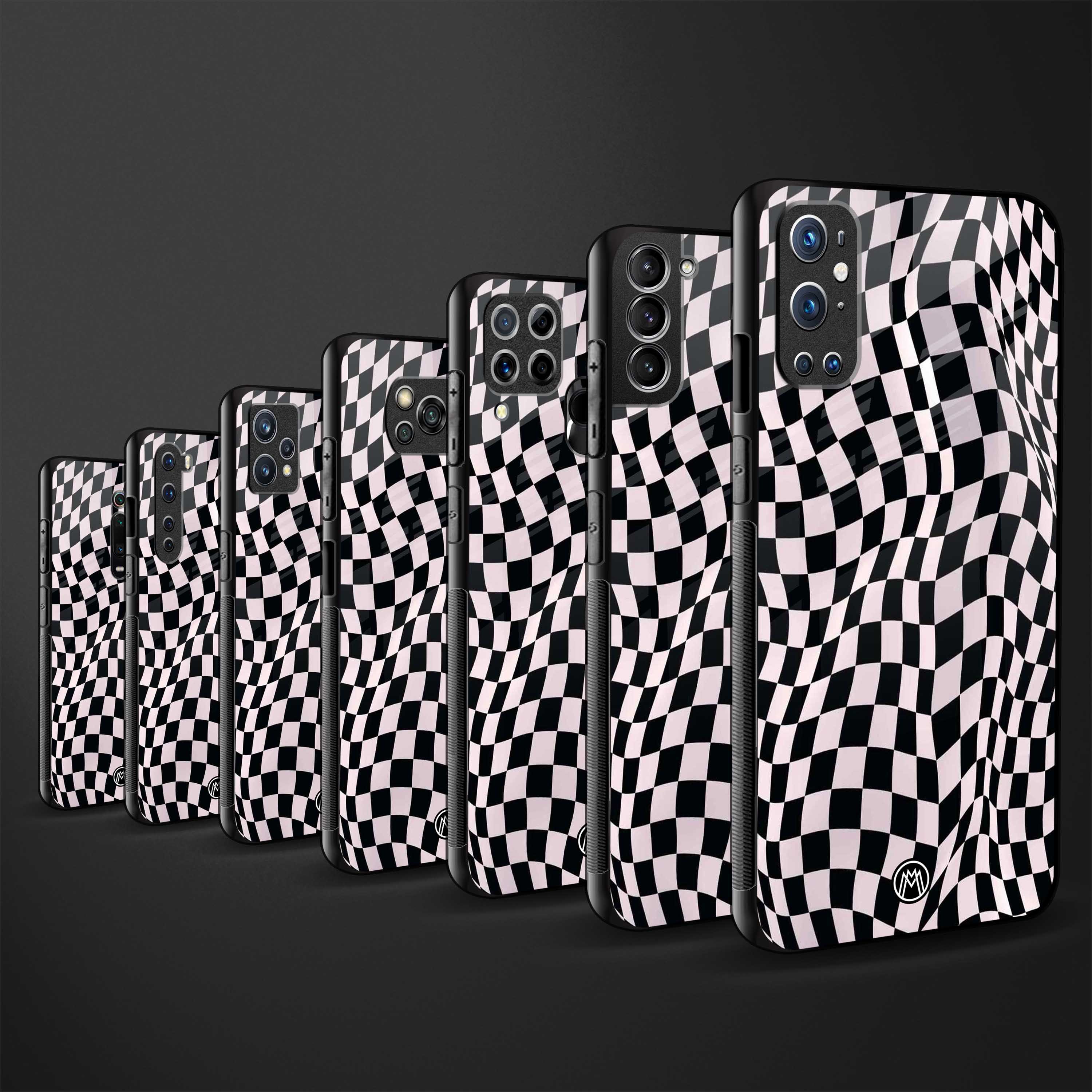 trippy b&w check pattern glass case for oneplus nord ce 5g image-3