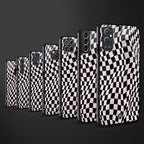 trippy b&w check pattern glass case for samsung galaxy a51 image-3