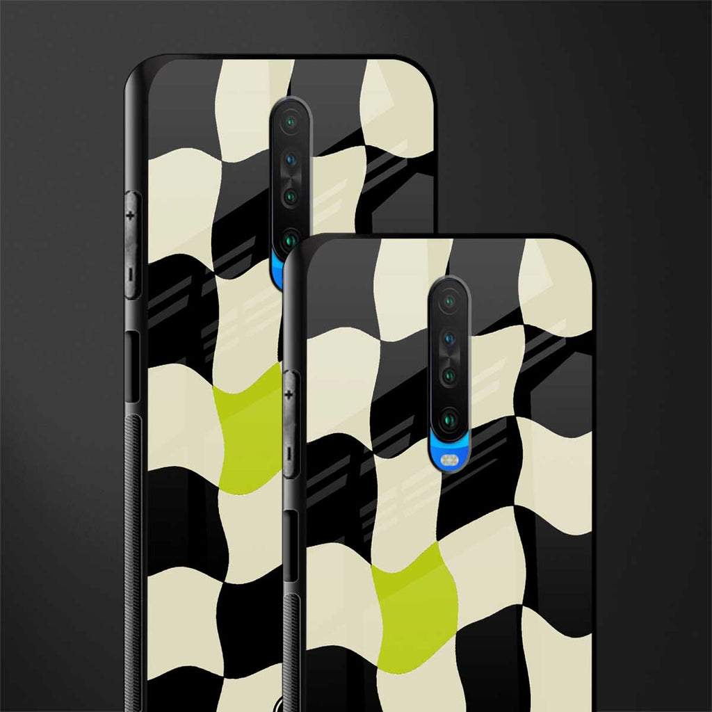 trippy pastel checks glass case for poco x2 image-2