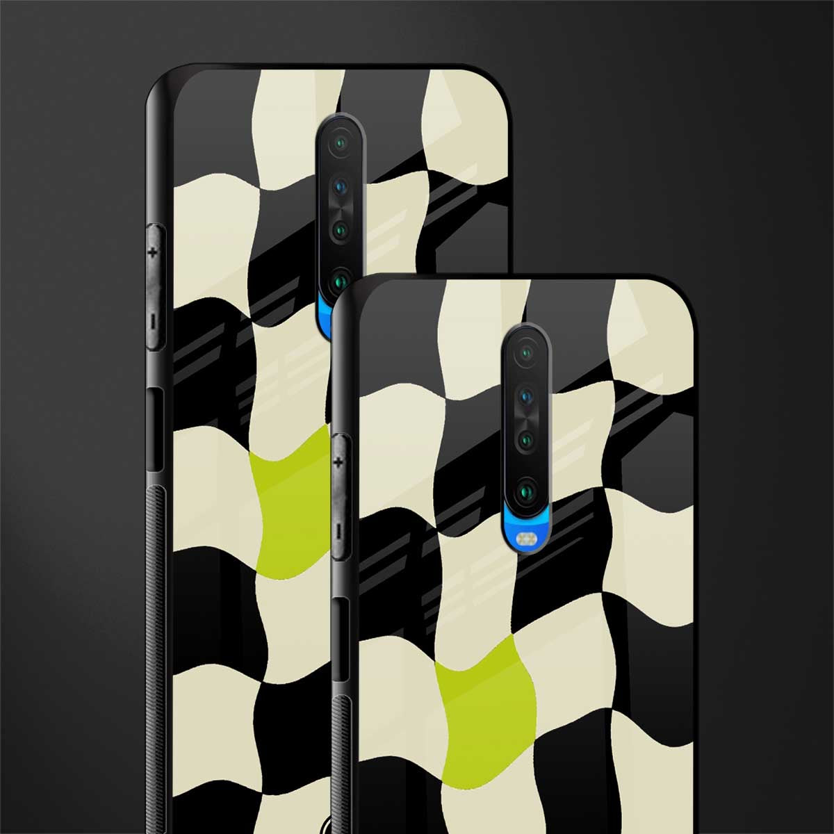 trippy pastel checks glass case for poco x2 image-2