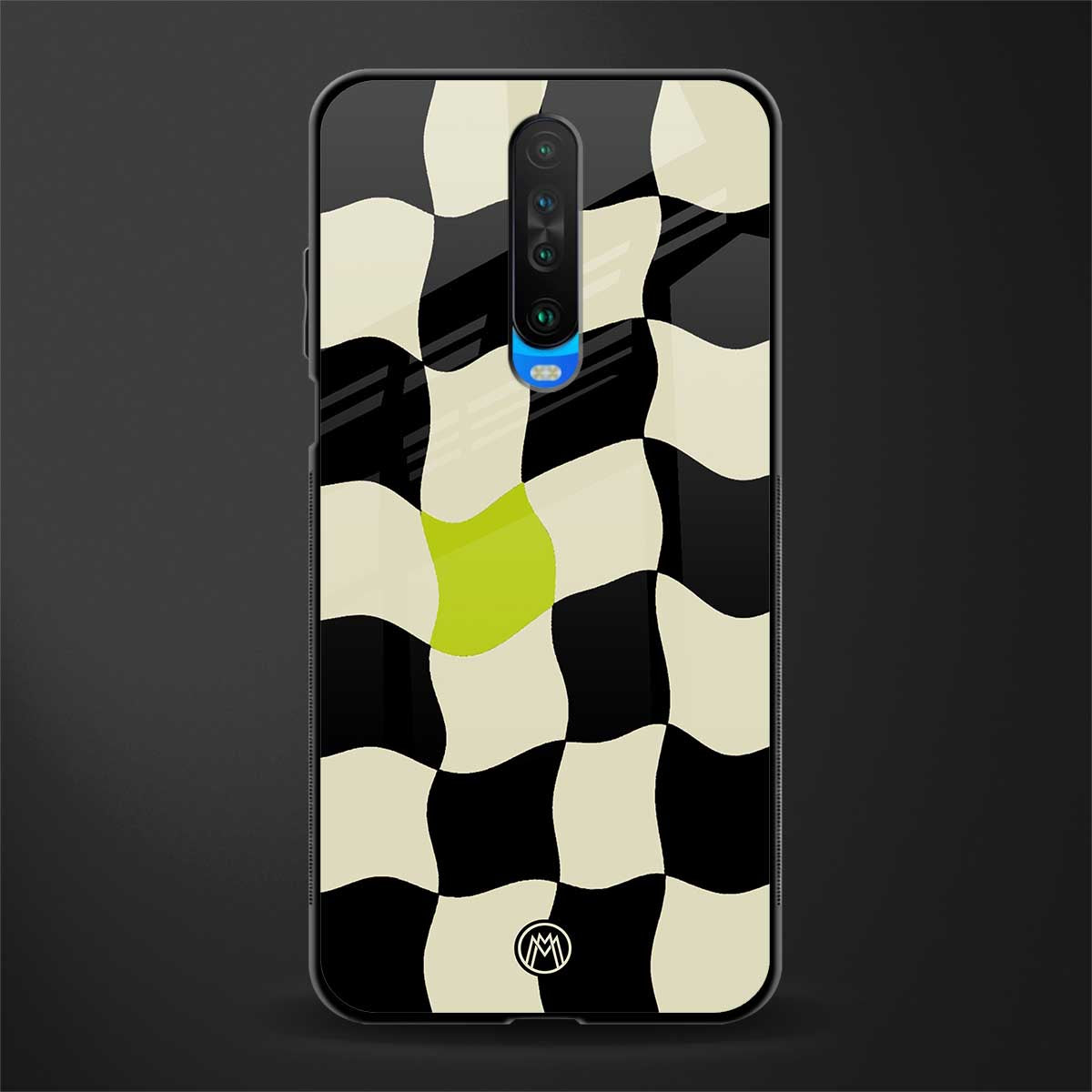 trippy pastel checks glass case for poco x2 image