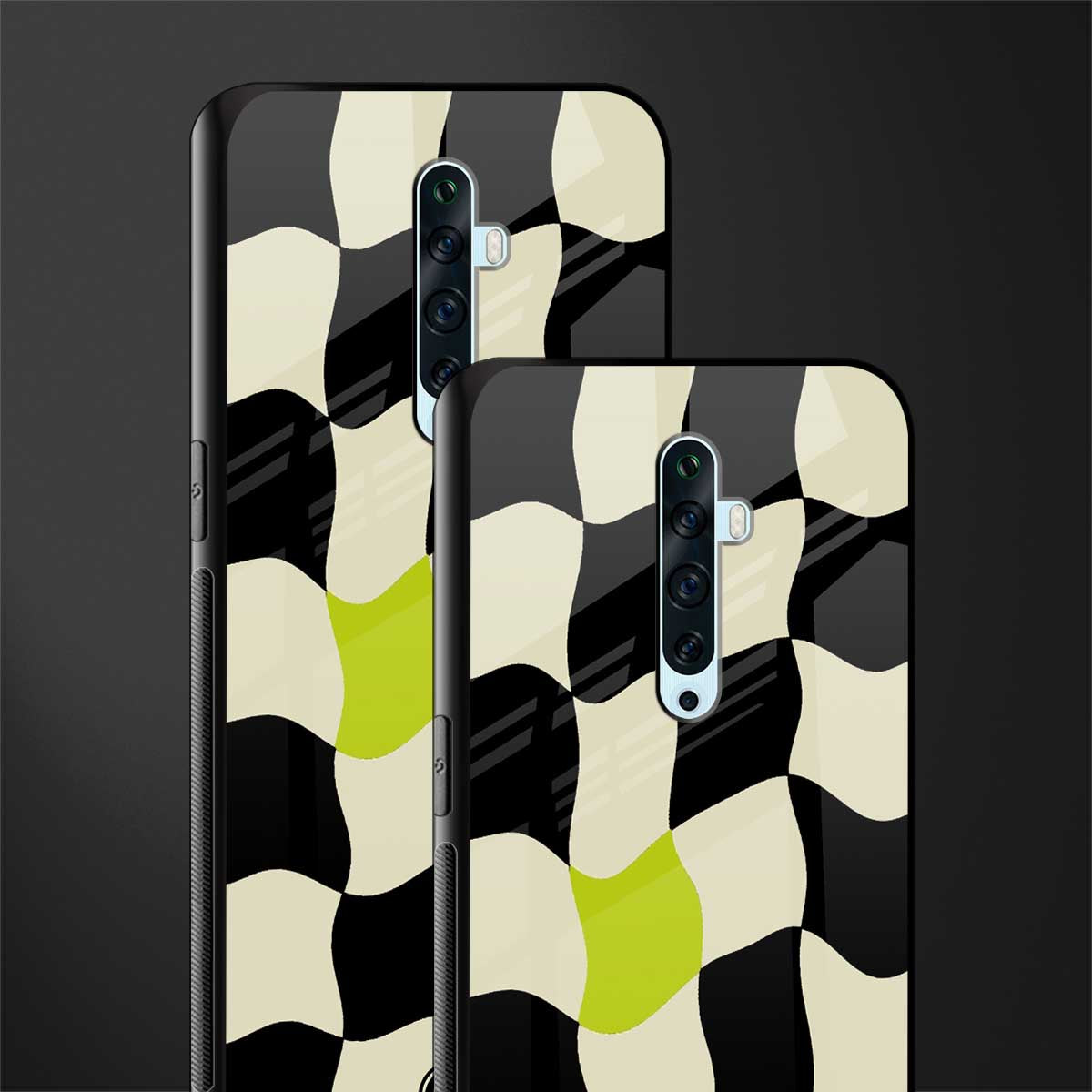 trippy pastel checks glass case for oppo reno 2f image-2
