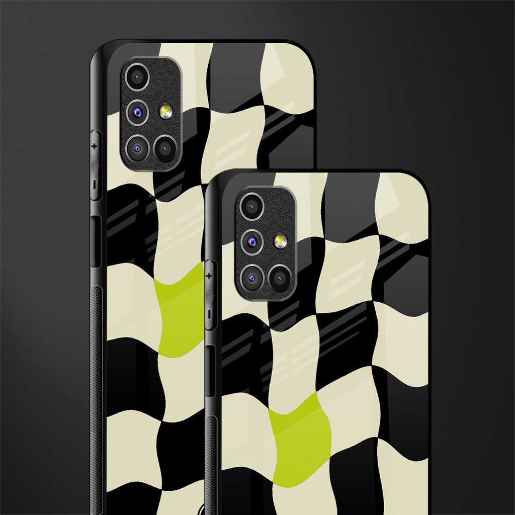 trippy pastel checks glass case for samsung galaxy m51 image-2