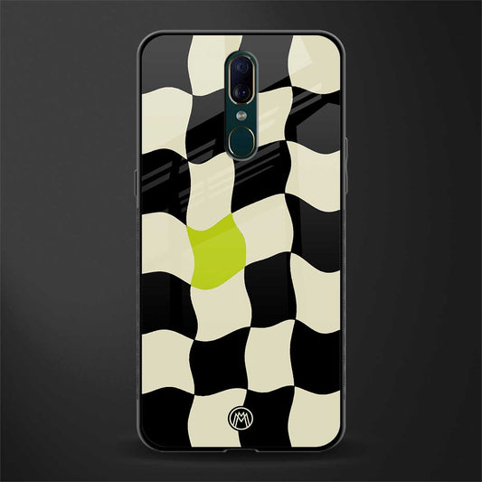 trippy pastel checks glass case for oppo a9 image