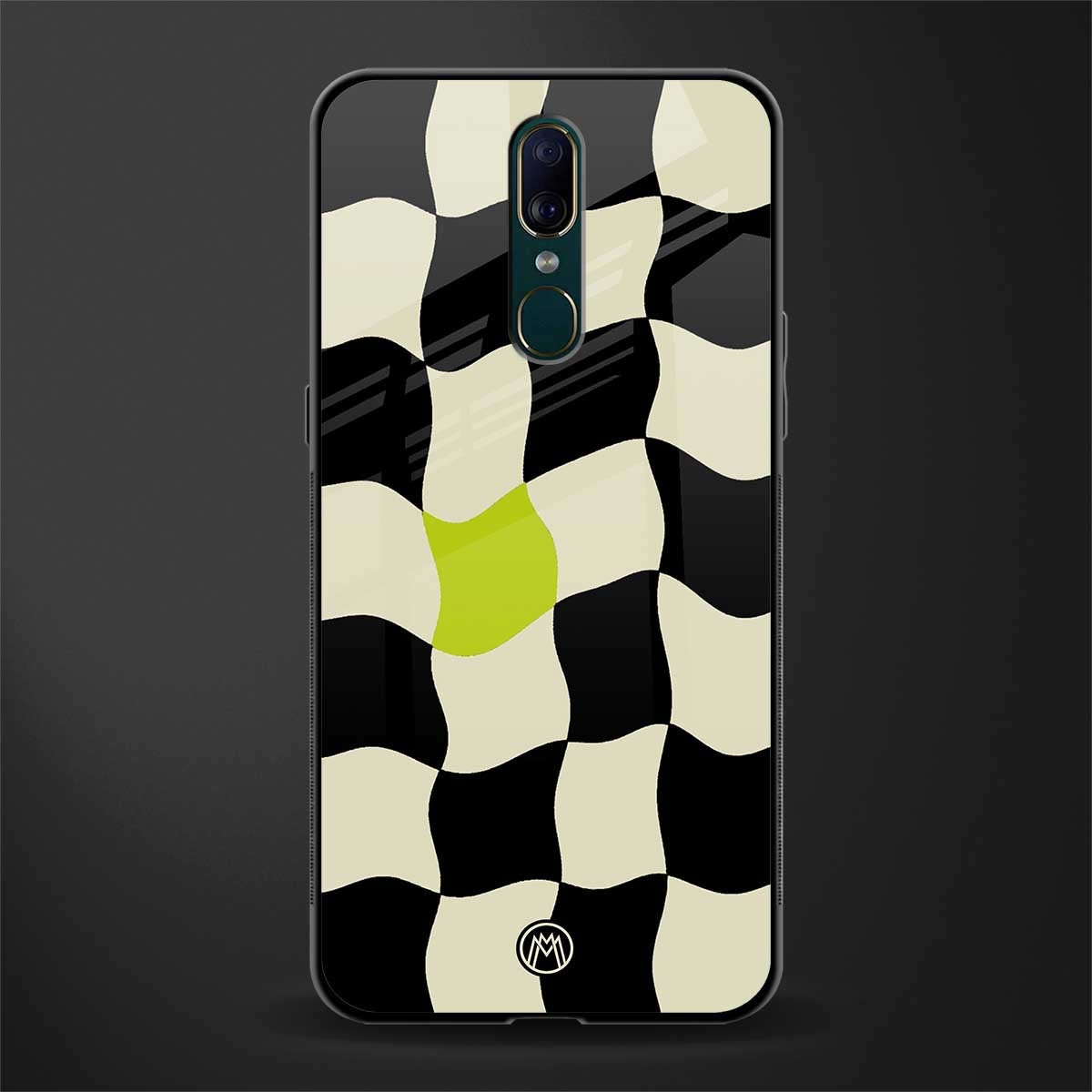 trippy pastel checks glass case for oppo f11 image