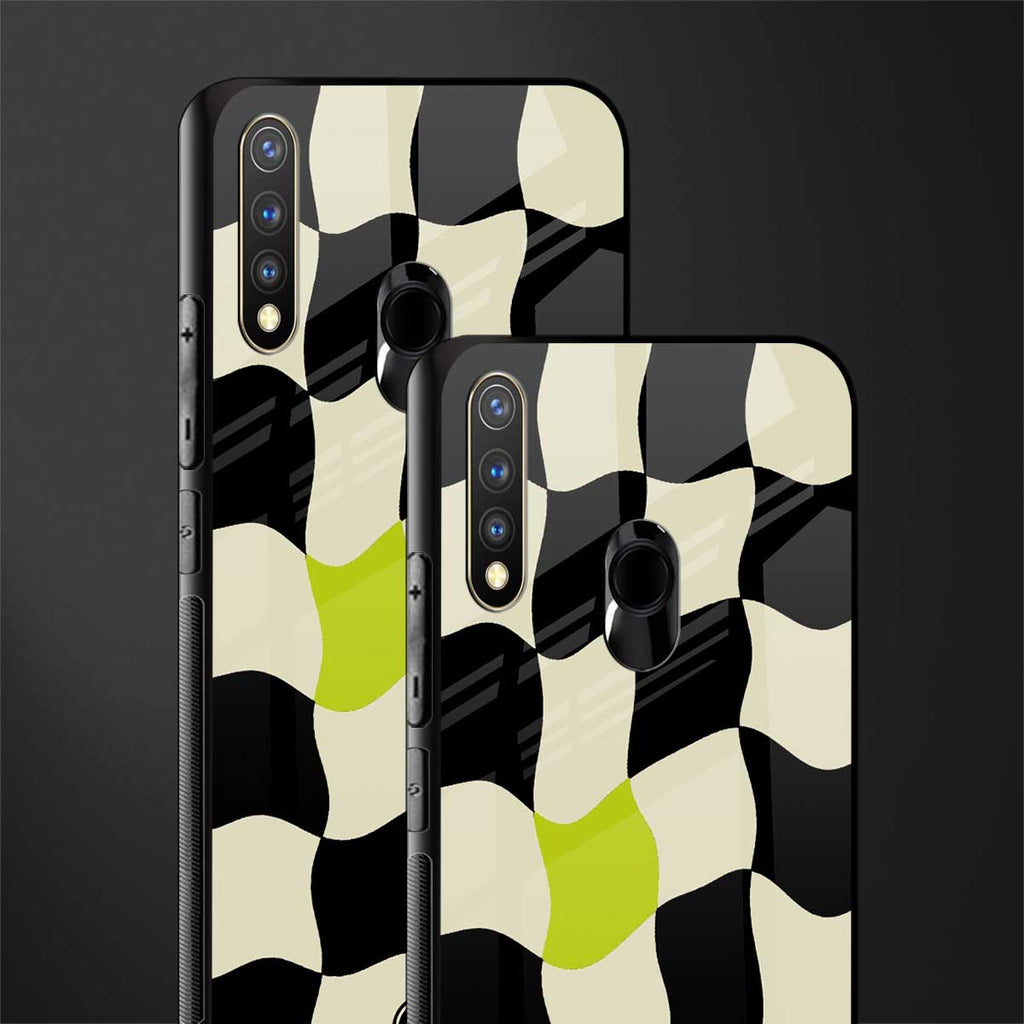 trippy pastel checks glass case for vivo u20 image-2
