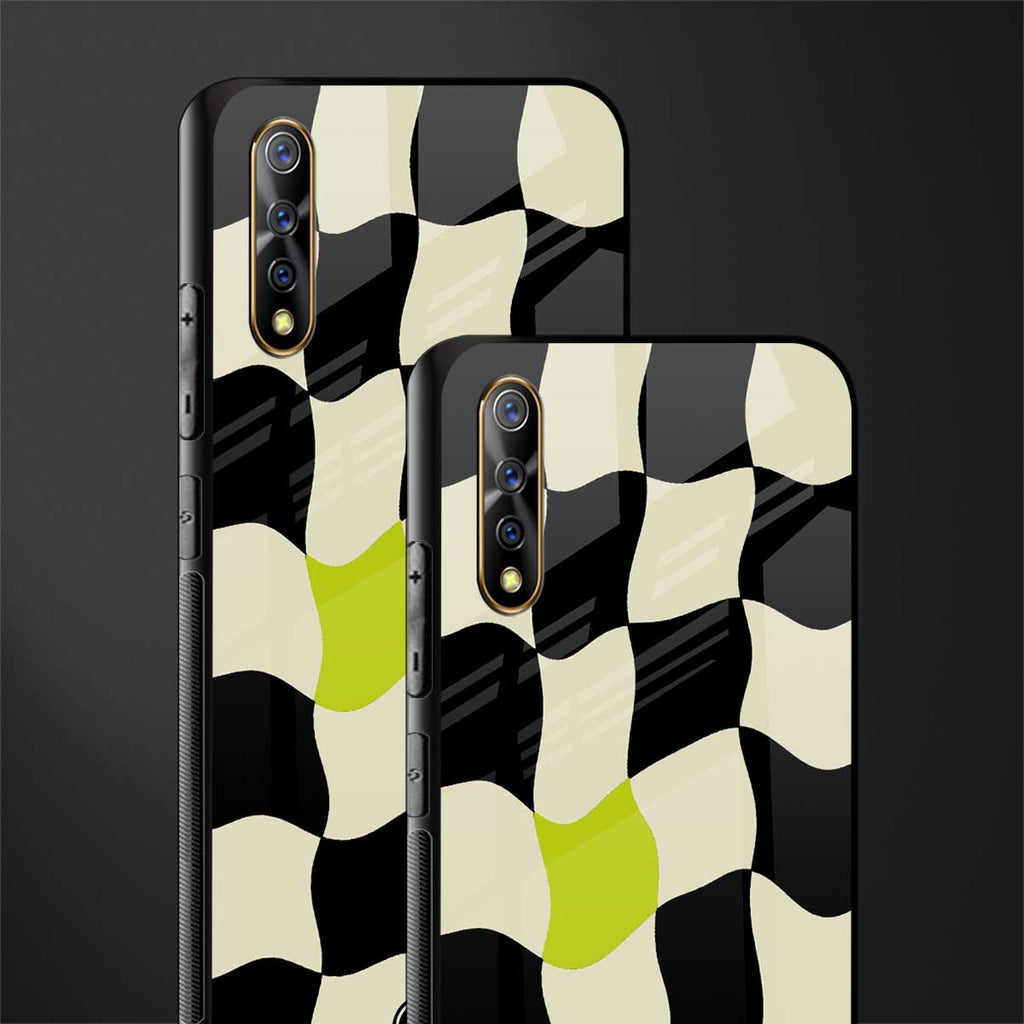 trippy pastel checks glass case for vivo s1 image-2