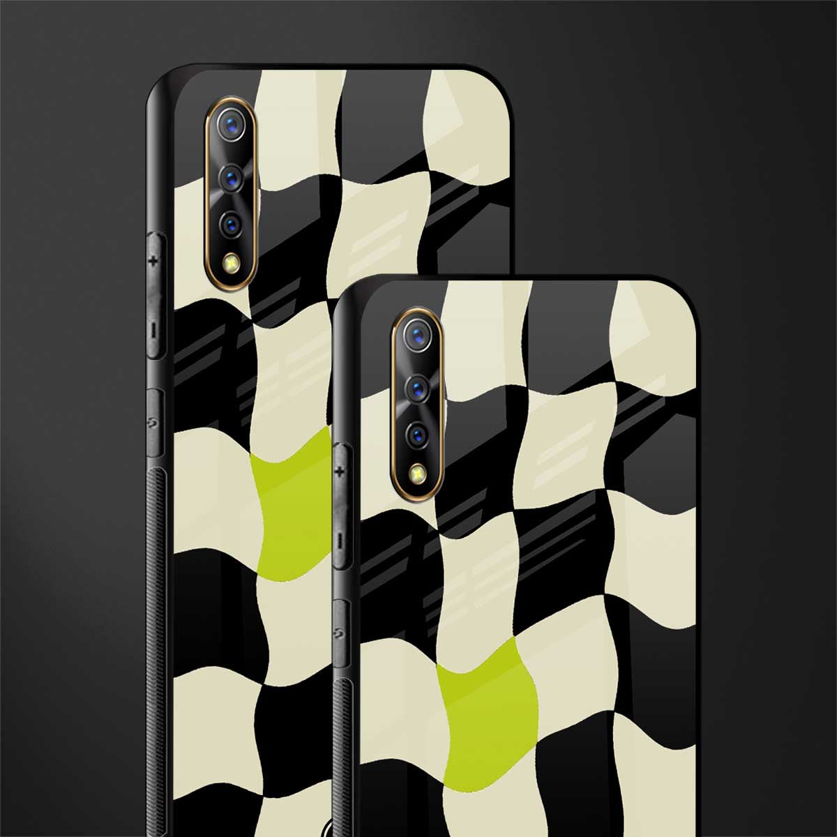 trippy pastel checks glass case for vivo s1 image-2