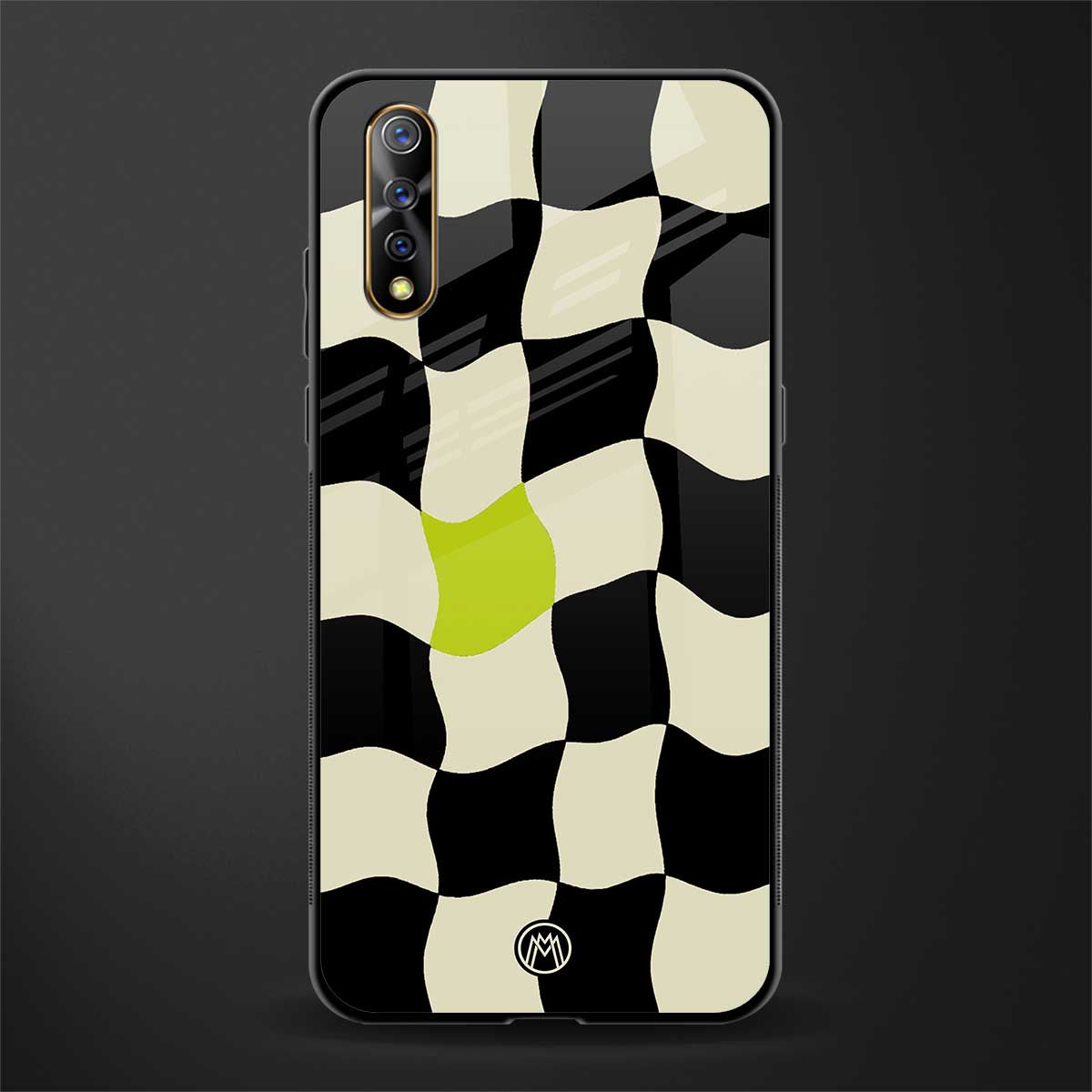 trippy pastel checks glass case for vivo s1 image