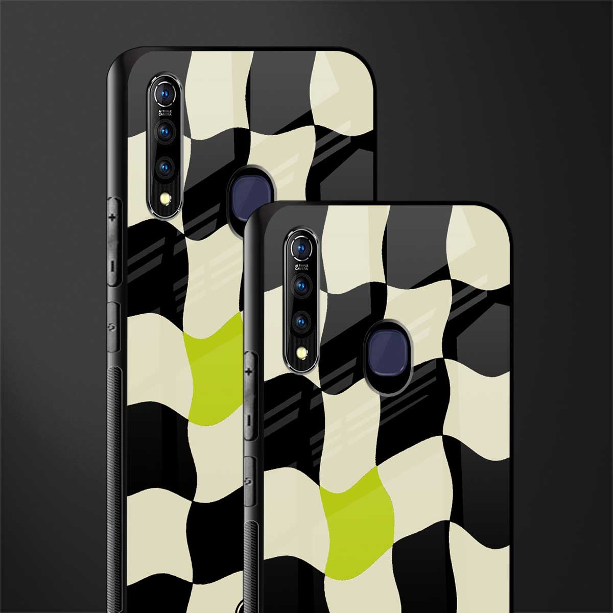 trippy pastel checks glass case for vivo z1 pro image-2
