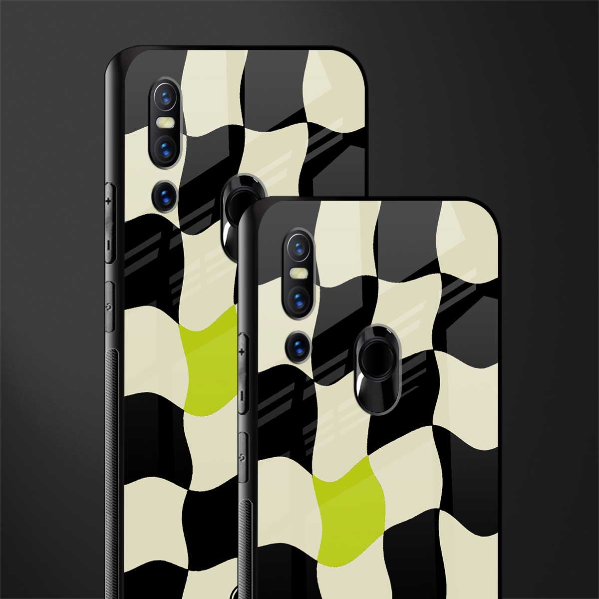 trippy pastel checks glass case for vivo v15 image-2