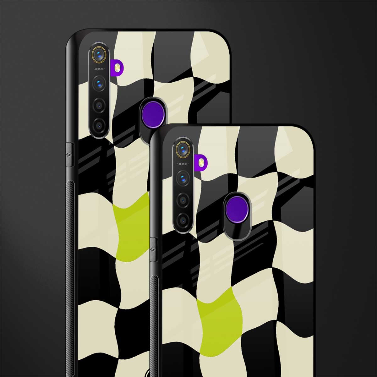 trippy pastel checks glass case for realme 5s image-2