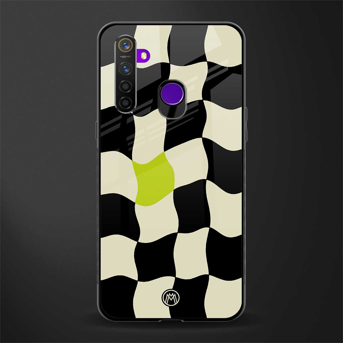 trippy pastel checks glass case for realme 5 pro image