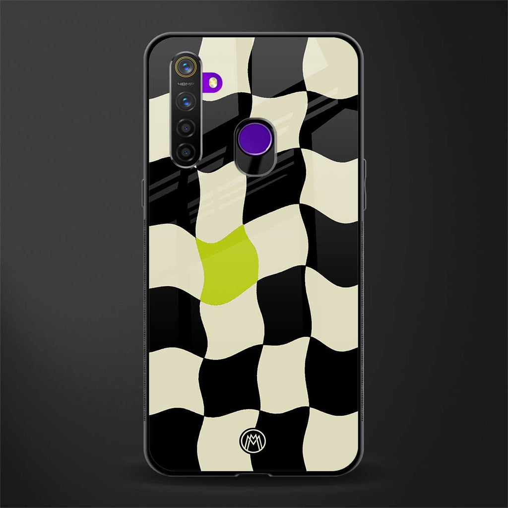 trippy pastel checks glass case for realme 5i image