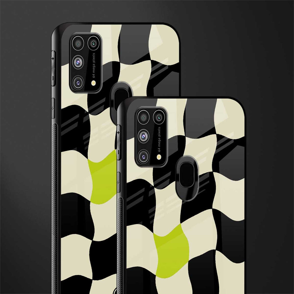 trippy pastel checks glass case for samsung galaxy f41 image-2
