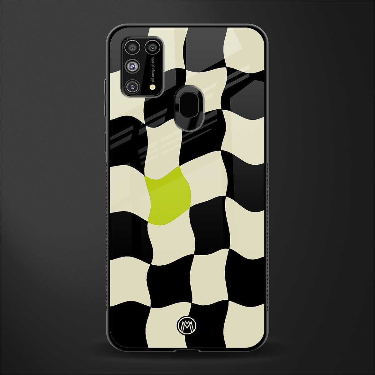 trippy pastel checks glass case for samsung galaxy m31 prime edition image