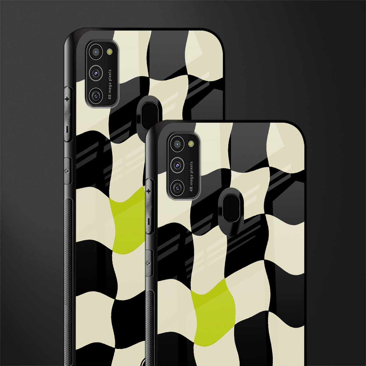 trippy pastel checks glass case for samsung galaxy m21 image-2