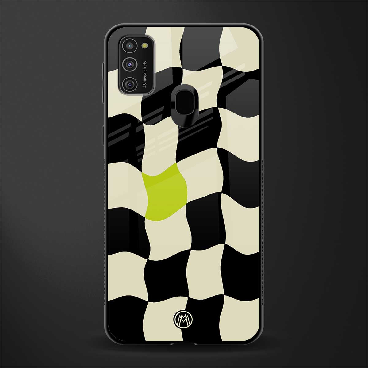 trippy pastel checks glass case for samsung galaxy m21 image