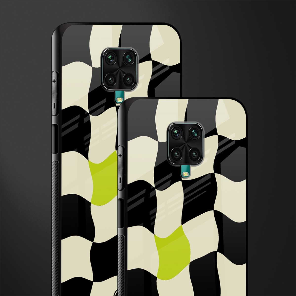 trippy pastel checks glass case for poco m2 pro image-2