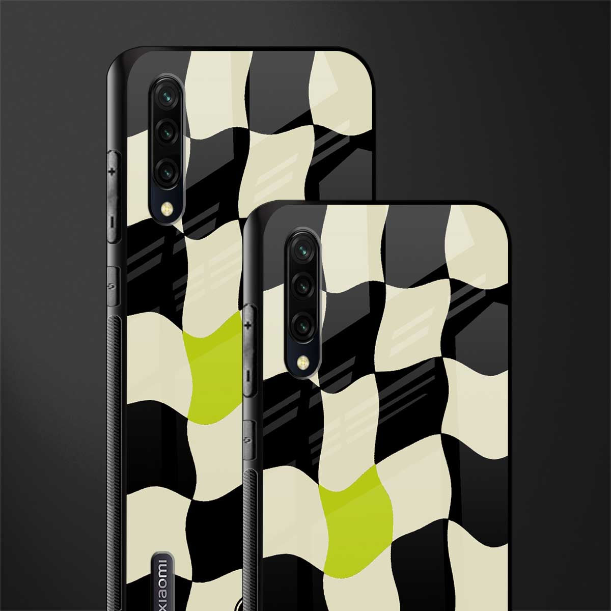 trippy pastel checks glass case for mi a3 redmi a3 image-2