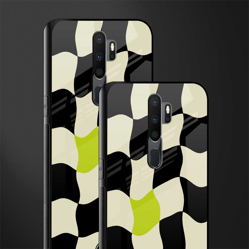 trippy pastel checks glass case for oppo a5 2020 image-2