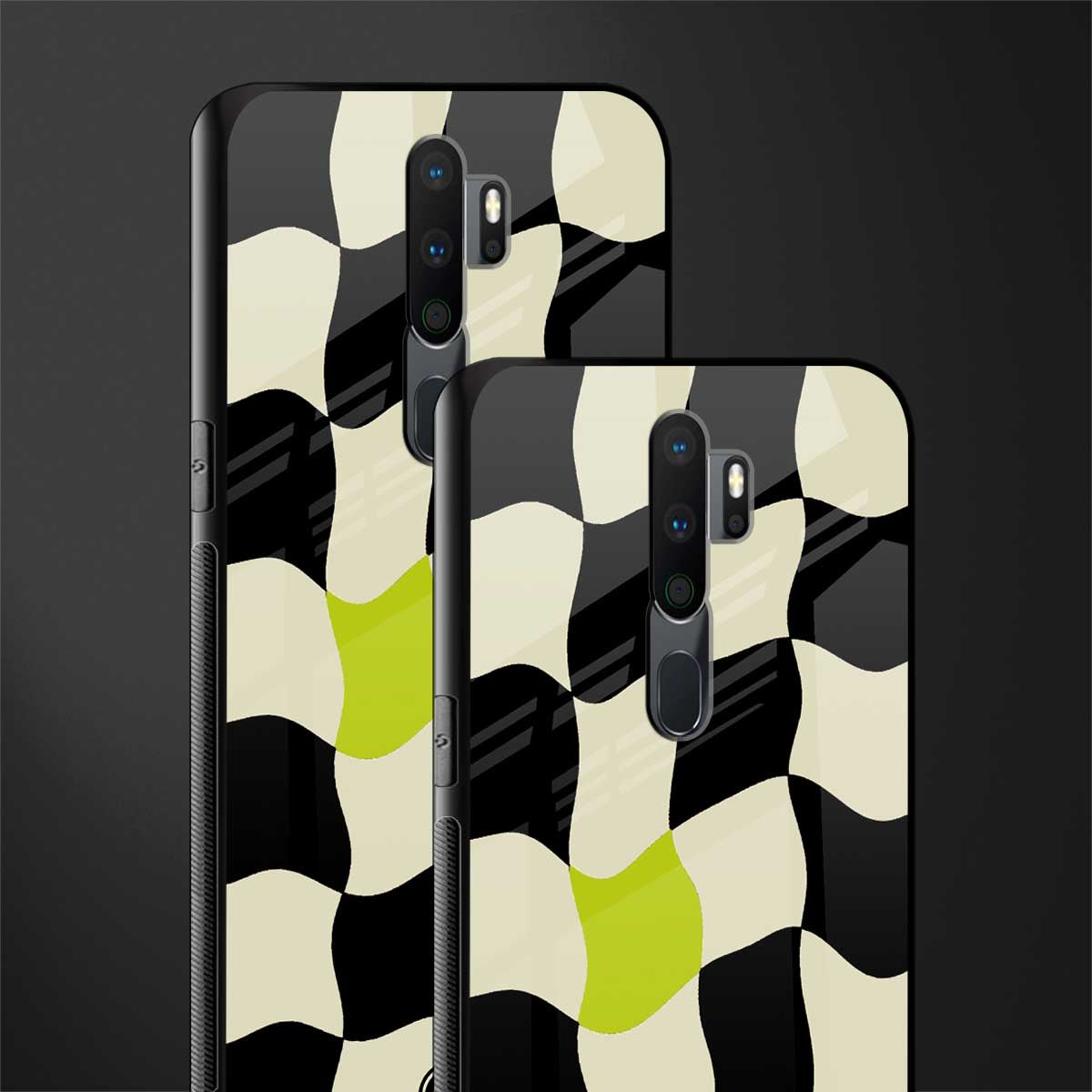 trippy pastel checks glass case for oppo a5 2020 image-2