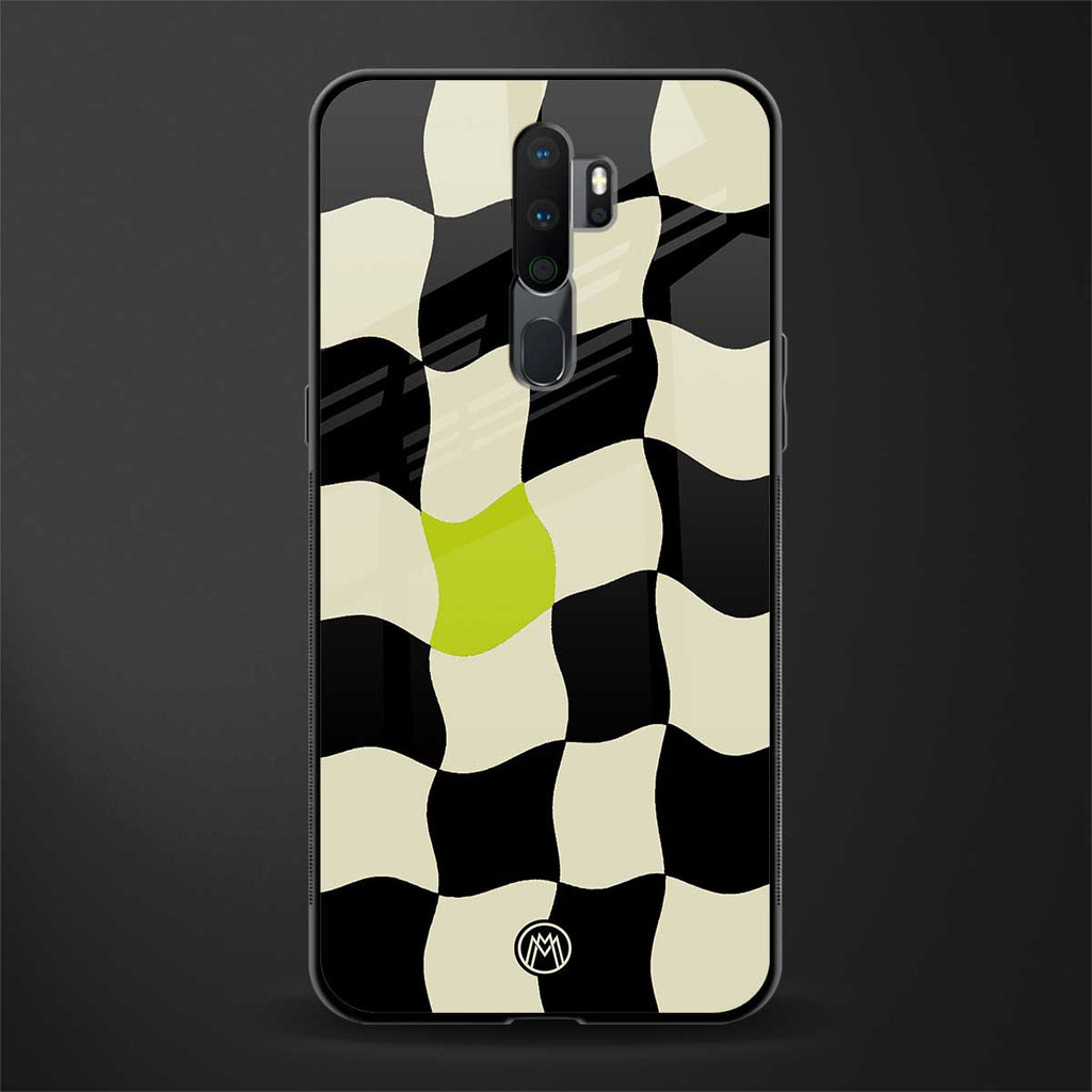 trippy pastel checks glass case for oppo a5 2020 image
